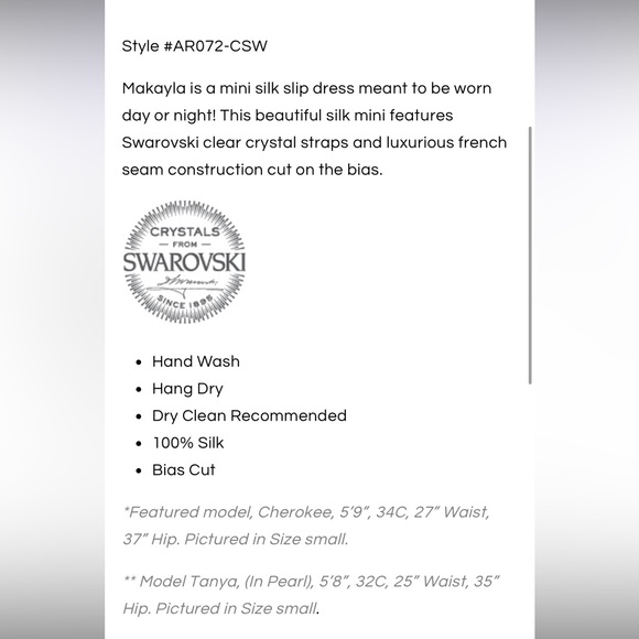 Avery Rose Made in USA silk dress with Swarovski crystal straps brand new - Picture 4 of 4